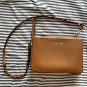 Michael Kors Tan Leather Crossbody Bag with Adjustable Strap